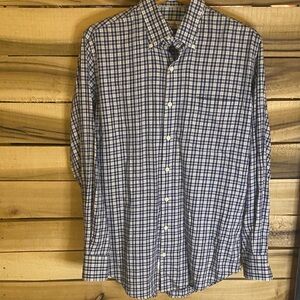 Peter Millar Crown Fleece Blue Checkered Men's Shirt medium cotton cashmere
